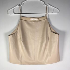 Baily 44 Vegan Leather Nude Color Crop Top